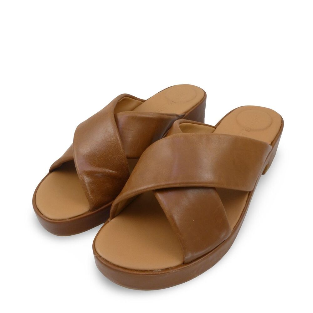 GENTLE SOULS Women's US 11 - River Leather X Band Platform Sandals